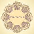 Sketch sea shell in vintage style Royalty Free Stock Photo