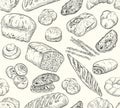 Sketch seamless bakery pattern