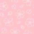 Sketch seamless pattern cherry blossom white line