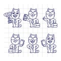 Sketch Set Cat Character Businessman Holding Money Cup Suitcase Royalty Free Stock Photo