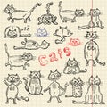 Sketch set of cats for your design