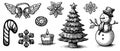 Sketch set Christmas doodle design elements. Vector hand drawn design. Isolated objects Royalty Free Stock Photo