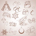 Sketch set christmas elements, vector Royalty Free Stock Photo