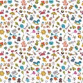 Sketch set of drawings in child style. Doodle children background. Seamless pattern for cute little girls and boys Royalty Free Stock Photo