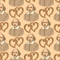 Sketch Shakespeare and hearts in vintage style