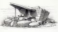 Sketch Of Shingle Architecture Luxury Tiny Home With Organic Forms