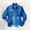 Indigo Hand Sketch Shirt On Bright Indigo Background Illustration Royalty Free Stock Photo