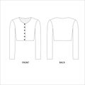 Sketch short blouse with long sleeves. Vector illustration of knitted jumper with buttons.