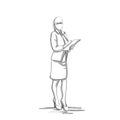 Sketch Silhouette Of Business Woman Holding Documents Folder Businesswoman Full Length On White Background Royalty Free Stock Photo