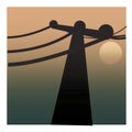 sketch of a silhouette of an electric pole at dusk Royalty Free Stock Photo