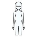 Sketch silhouette of faceless front view woman naked body with straight short hairstyle