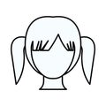 Sketch silhouette of faceless girl with high pigtails hairstyle