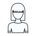 Sketch silhouette of faceless half body young woman with straight medium hairstyle