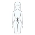 Sketch silhouette of female person with renal system human body