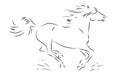 Sketch of silhouette of galloping horse Royalty Free Stock Photo