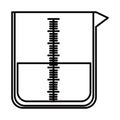 Sketch silhouette image glass jar for laboratory with liquid solution