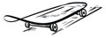 Sketch drawing of the skateboard in black and white over white background, vector or color illustration