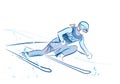 Sketch of the skier Royalty Free Stock Photo