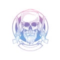 Sketch, skull with beard and mustaches Royalty Free Stock Photo