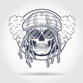 Sketch, skull rastaman