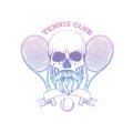 Sketch, skull with tennis racquet Royalty Free Stock Photo