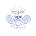 Sketch, skull with tennis racquet Royalty Free Stock Photo