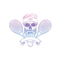 Sketch, skull with tennis racquet