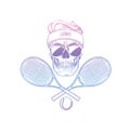 Sketch, skull with tennis racquet Royalty Free Stock Photo