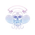 Sketch, skull with tennis racquet Royalty Free Stock Photo