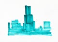 sketch of skyscraper by wide green marker pen Royalty Free Stock Photo