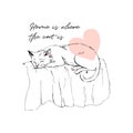 Sketch of sleeping cat cute print design