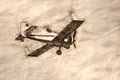 Sketch of Crop Dusting Plane Flying in a Blue Sky