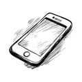 Sketch of a smartphone with a blue screen displayed Royalty Free Stock Photo