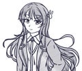Sketch Smile Anime Girl With Uniform Outfit With Long Hair
