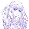 Sketch Smile Cute Anime Girl With School Outfit And Purple Twintail Hair Look At You