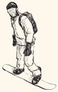 Sketch of Snow board man riding, Winter Sport, Snowboarding coll