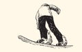 Sketch of Snow board man riding, Winter Sport, Snowboarding coll