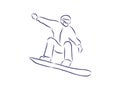 Sketch of Snowboarding, sport and active lifestyle. Snowboarder hand drawn