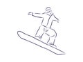 Sketch of Snowboarding, sport and active lifestyle. Snowboarder hand drawn