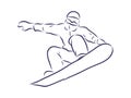 Sketch of Snowboarding, sport and active lifestyle. Snowboarder hand drawn