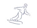 Sketch of Snowboarding, sport and active lifestyle. Snowboarder hand drawn