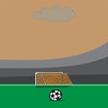 Sketch soccer goal with net and ball on stadium