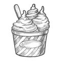 Sketch soft ice cream in paper cup, frozen dessert