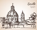 Sketch of spain city Seville.