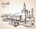 Sketch of spain city Seville. Torre del Oro