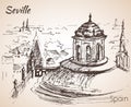 Sketch of spain city Seville. Torre Giralda