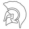 Line art spartan helmet isolated on white, outline Line art sketch