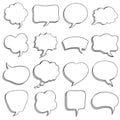 Sketch speech bubble. Empty comic speech bubbles different shapes for message, dialog balloons and cloud, outline doodle