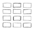 Sketch square frames. Hand drawn rectangular shape doodle border, pencil line scrawl squares and sketched selection frame vector Royalty Free Stock Photo