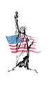 Sketch of Statue of Liberty on front, hand drawn Royalty Free Stock Photo